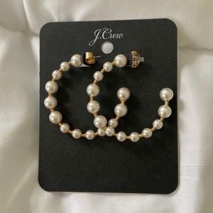J. Crew Pearl Hoop Earrings